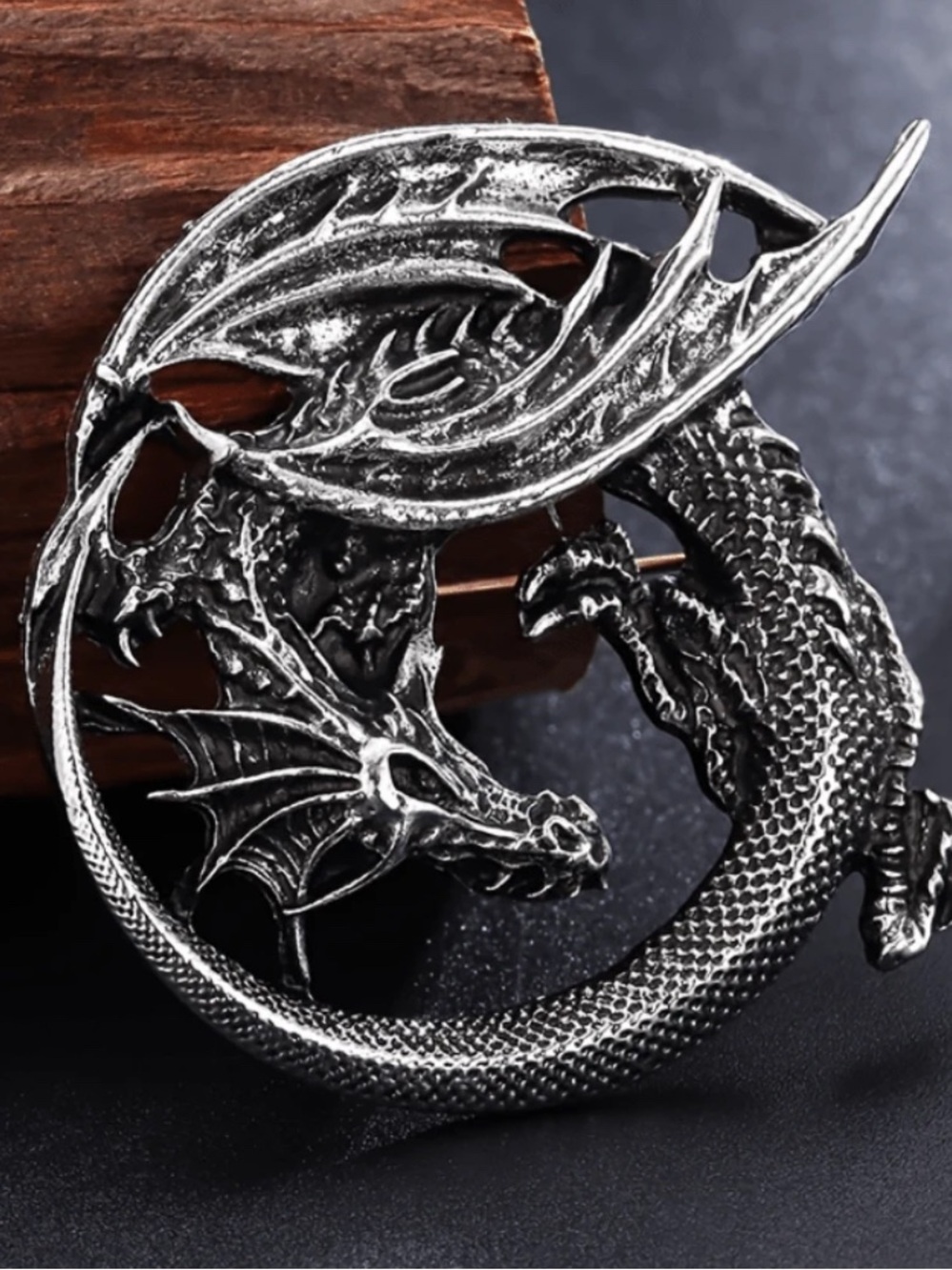 Silver Dragon Brooch